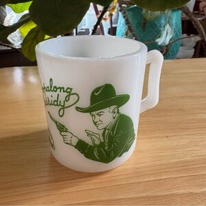 1950s Hazel Atlas Milk Glass Cowboy Graphic Mug